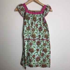 Roller Rabbit Girls Vine Floral Oceana Dress Blue with Pink detailing Size 10